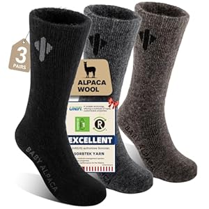 Calcetines de alpaca para hombres y mujeres, térmicos, gruesos, cálidos, de lana de alpaca, para caza, senderismo, absorben la humedad