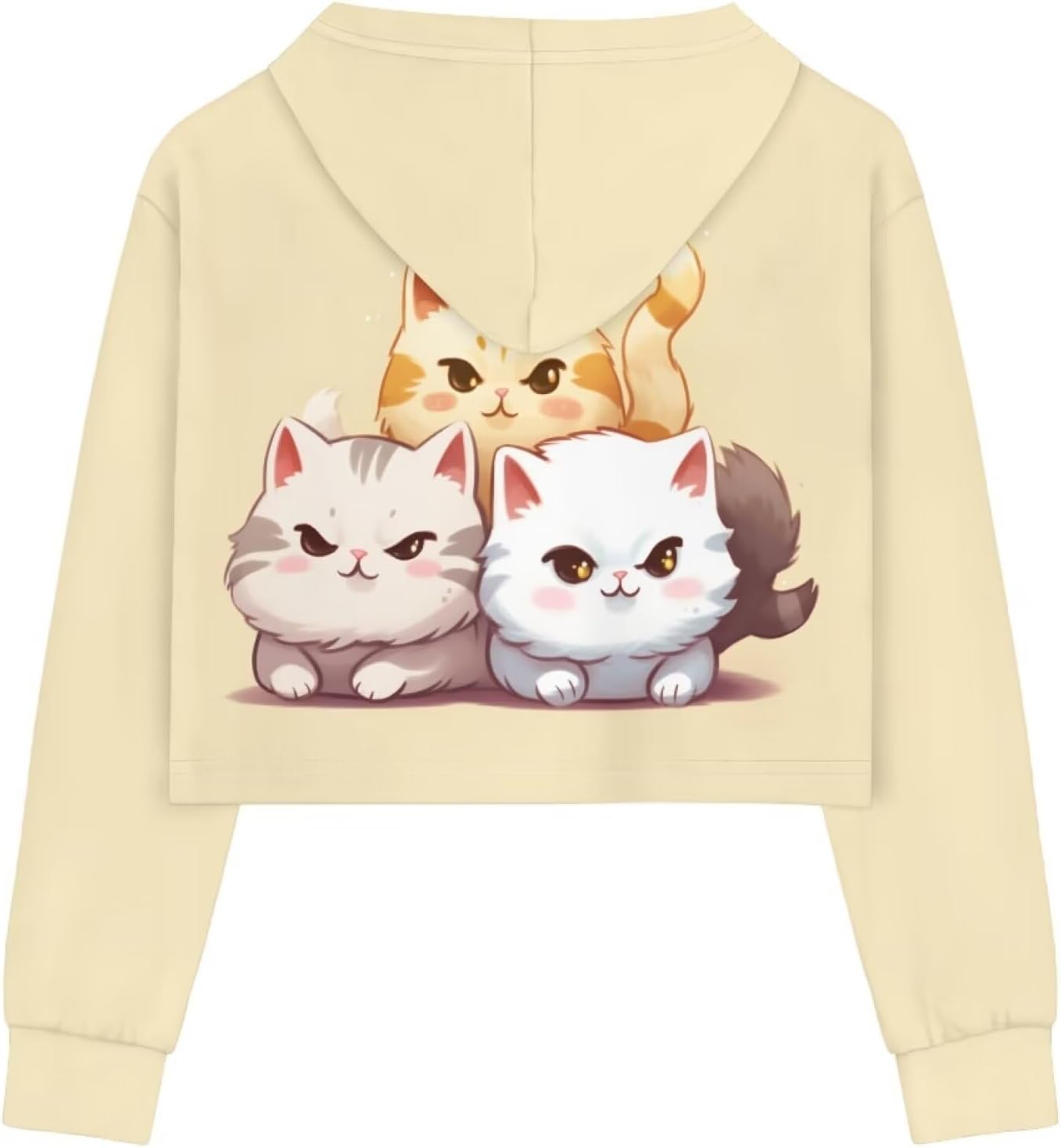 Cute Crop Tops for Kids 5-14 Years Girls Long Sleeve Hoodies Cartoon Pullover Hooded Sweatshirt Cropped Top