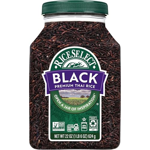 RiceSelect Premium Black Rice, Whole-Grain, Gluten-Free, Non-GMO, and Vegan Rice, BPA-Free 22-Ounce Jar (Pack of 1)