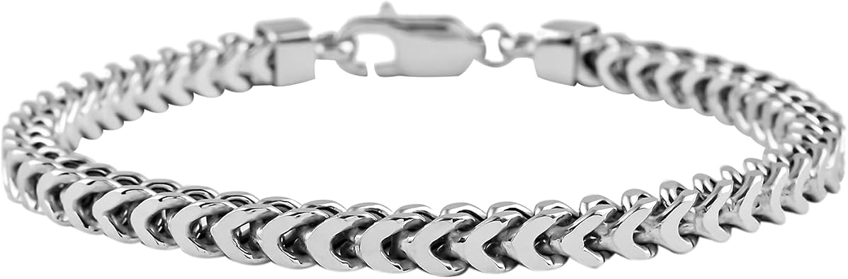 Verona Jewelers 925 Sterling Silver 3MM 4MM 5MM Solid Franco Chain Necklace, 925 Round Box Link Rhodium Franco Necklace, Mens Sterling Silver Necklace, Mens Link Necklace