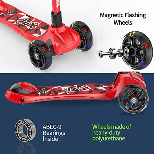 New Olym Kick Scooter for Kids 3 Wheel Foldable for Big Boys or Girls Toddlers,4 Adjustable Height with Extra Wide Deck All-Covered Brake for Children 3-14 - Thumbnail 2