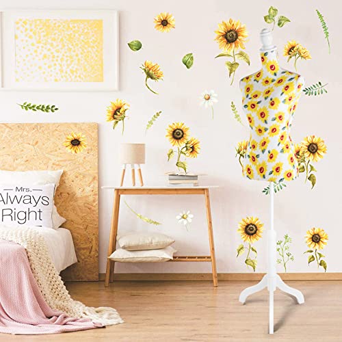 DRDINGRUI Dress Form w/Stand, Female Mannequin Torso for Dress Jewelry Display, Floral Mannequin Body, Yellow Sunflower - Thumbnail 7