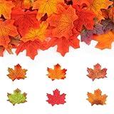 Arbootjin Fake Fall Leaves 100 Pcs Artificial Maple Leaves Decor Fake Fall Leaves for Scrapbooking Wedding Home Party Decorations