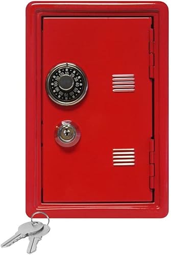 Alcancía para niños, caja fuerte de 7 pulgadas, con combinación de un dígito y llave, caja de dinero segura de metal para niños, mini caja de dinero