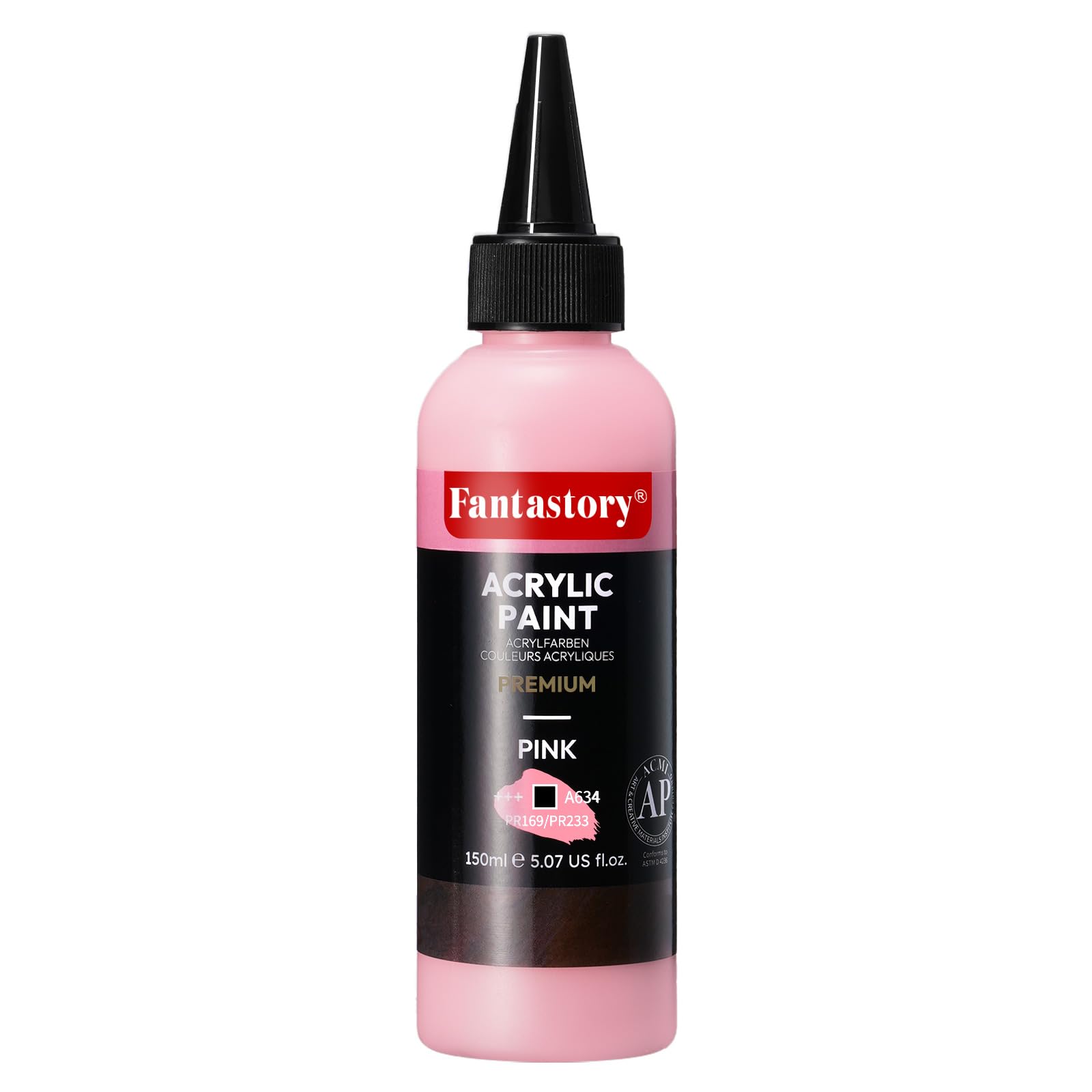 Fantastory Acrylfarben rosa 150 ml, exzellente Deckkraft,präzises Malen,hohe Lichtechtheit,wasserfeste Acrylfarbe;für Leinwand,Holz,Keramik,Modelle,Stoff;Künstler, Profis,Anfänger