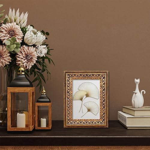 Image of VIOLABBEY 5x7 Picture Frame Antique Black and Gold, Vintage Photo Frame | Small Antique Ornate Picture Frame, Wall or Tabletop Display, Classic Design for Home Office Decor, Fits 5x7 Pictures