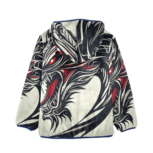 Dragon Face Roaring with Red Eyes Girls Fleece Jacket Girls Fall Jacket Girls Zip Up Hoodie Girls Sherpa Jacket 2-10T2