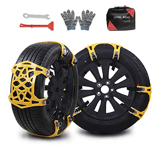 Snow Chains Snow Tire Chains Adjustable Anti Slip Tire Chain for SUV/Truck/Cars Snow Tire Cable Car Chains 165-275mm/6.4-10.9'' (Yellow)