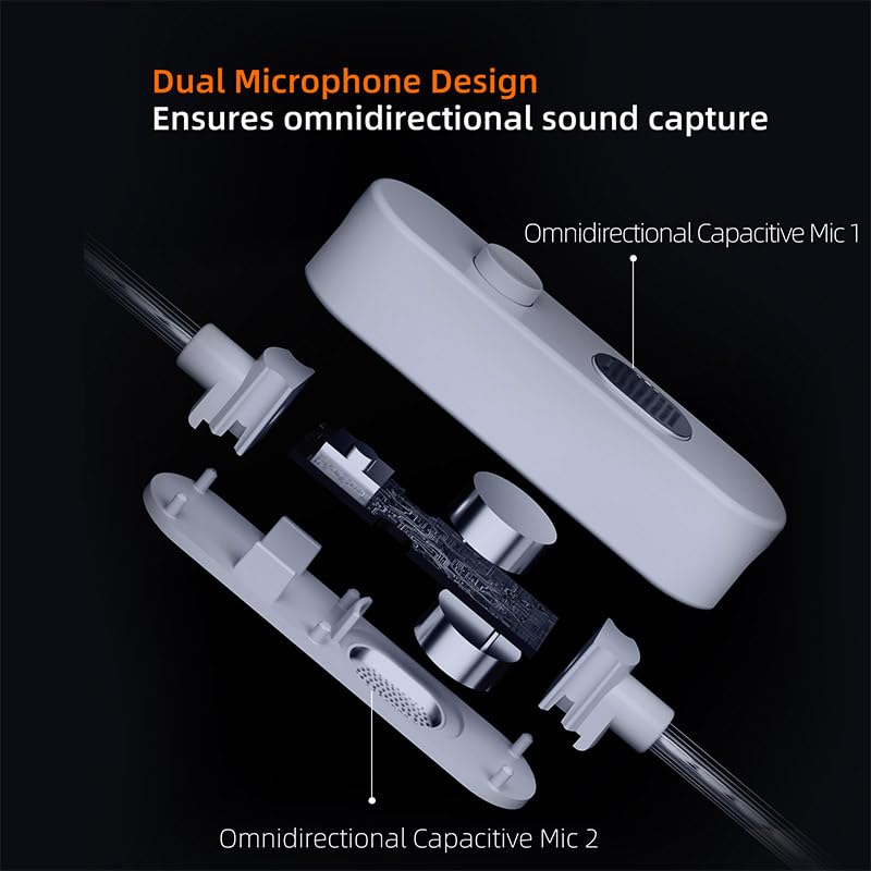 Image of KZ-M2 Dual Mic Silver-Plated Upgrade Cable with Professional-Grade Dual Microphone Array for Full-Frequency Ultra-HD Voice, Compatible with KZ C Pin Series in-Ear Headphones (3.5mm)