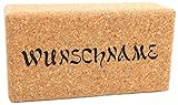 Yogablock Kork personalisert Motiv: Name N°2-22.5 x 12 x 7.5cm - Dein eigener Yoga Block mit Lasergravur