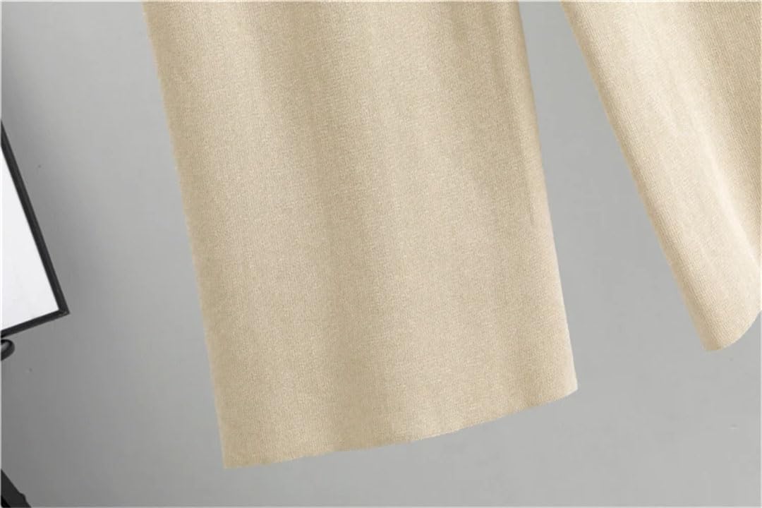 Damskie dzianinowe 2-częściowe zestawy dres z długim rękawem vintage jednorzędowy przycięty płaszcz spodnie rozciągliwy dopasowany garnitur