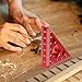 Aluminum Alloy Right Angle Ruler 45/90 Degree Layout Thickened Triangle Ruler Imperial and Metric Scales Isosceles Square Measuring Tool for Woodworking Red