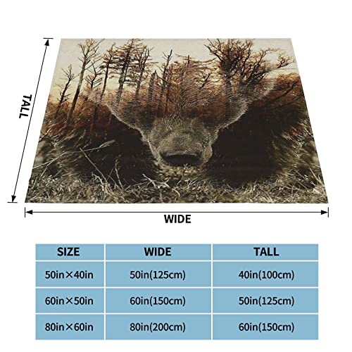 Forest Hunting Bear Soft Flannel Fleece Blanket Breathable Throw Blanket Halloween Chirstmas Days Rustic Cozy Blanket For Couch Sofa Bed Living Room Suitable For All Season 50X60 Inch #TOP3