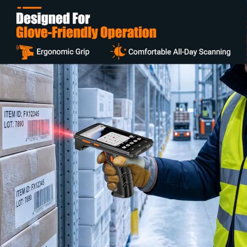 Image of FARSET R20H Android 14 Barcode Scanner with Zebra Licensed SE6100 Engine, 10000mAh, Handheld PDA Mobile Computer with Pistol Grip, 4G LTE, 4GB+64GB, 5.45 inch, IP67, GPS for Warehouse & Logistics