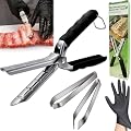 Rib Membrane Removal Tools, Rib Prep Tool, Stainless Steel BBQ Rib Skinner with 2Pcs Tweezers Pliers and Gloves, for Easy Rib Skinner, Kitchen Gadgets for Barbecue Enthusiasts & Chefs