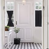 Aquazolax Black Kitchen Window Curtains Set of 2 - Rod Pocket Privacy Door Curtains Drapes Room Darkening Panels with Tiebacks for Small Window, 25 Inch X 40 Inch