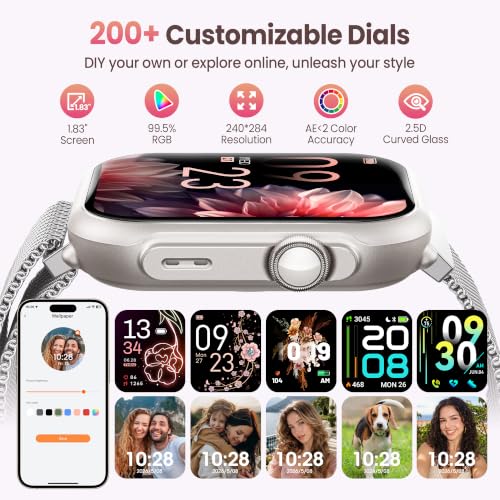 Smart Watch for Women,Fitness Watch Tracker with1000mAh Battery&2 Bands - image 7