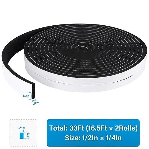 Image of DGSL Foam Weather Stripping, 1 /2 inch x1 /4 inch, 33Ft Door Window Seal Tape