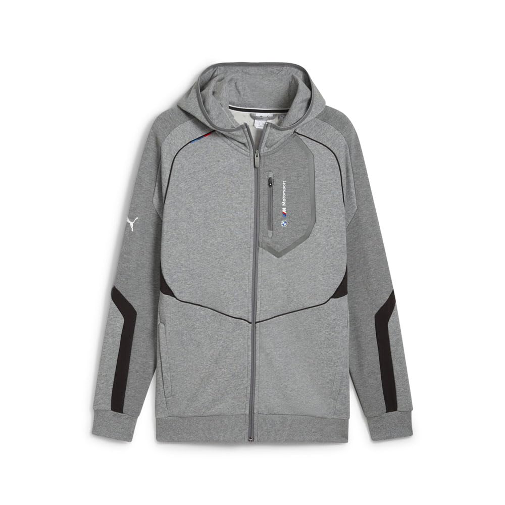Mens Bmw M Motorsport Hooded Sweat Jacket Athletic Outerwear Casual - Grey