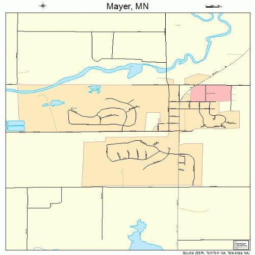 Large Street & Road Map of Mayer, Minnesota MN Printed poster size