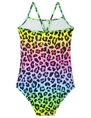 Image of Girls Bathing Suits Colorful Swimsuits with UPF 50 + Sun Protection Sleeveless Toddler Kids One Piece Swimwear