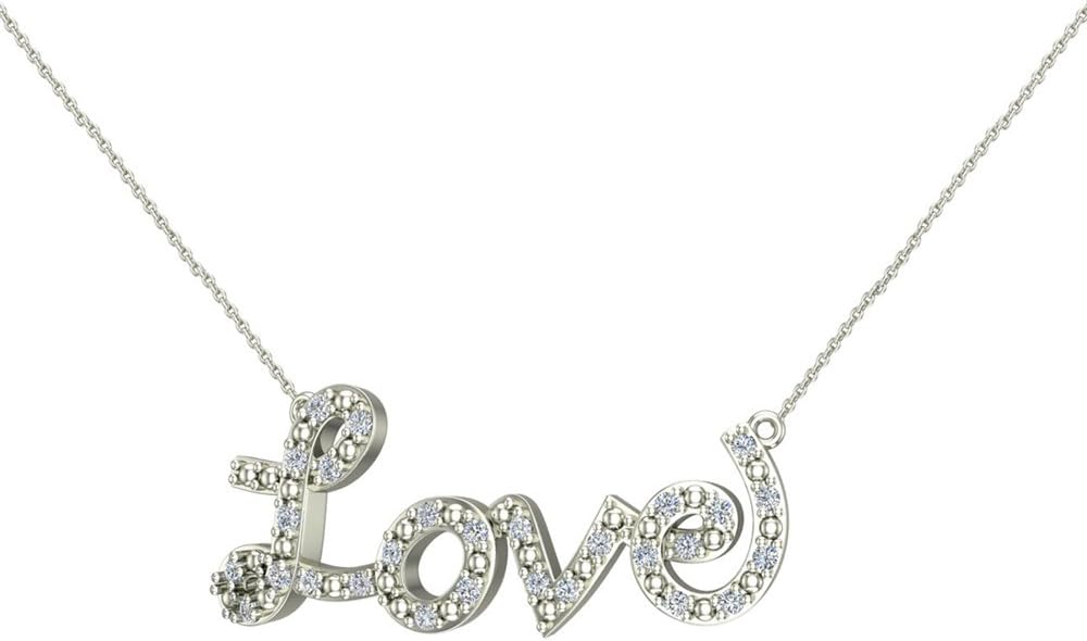 0.32 CT Loveダイヤモンドネックレス14 Kゴールド20インチチェーン付き(I、i1 )人気品質