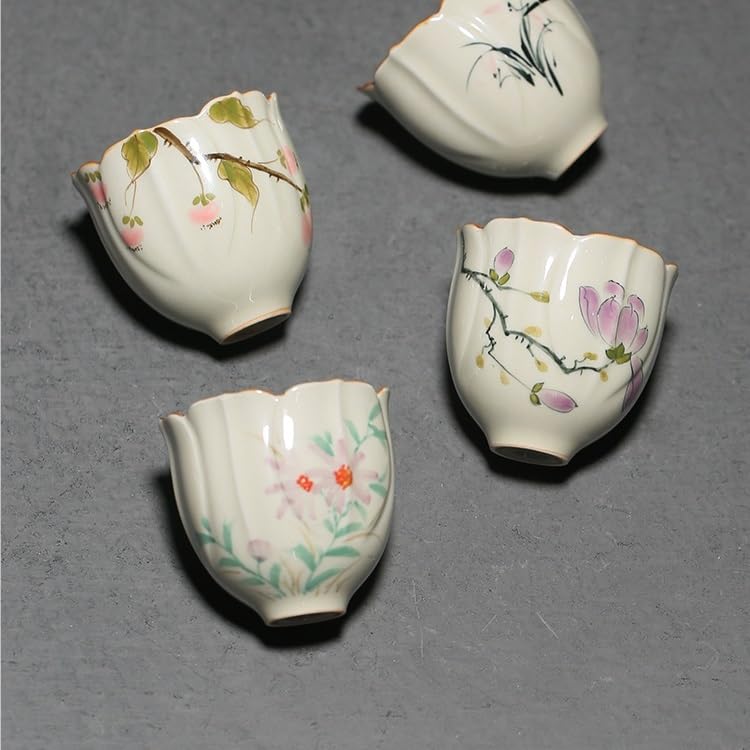 Matcha Cups Tazza da tè da viaggio, Tazza da caffè da ufficio, Tazza dipinta a mano, Tazza per ospiti, Set da tè Kung Fu di colore sottosmalto, Tazza singola, Tazza profumata Set da tè con