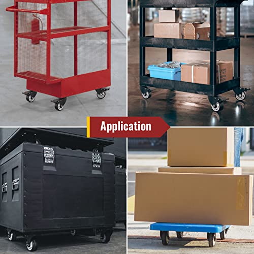 Holkie 3 Inch Caster Wheels, Industrial Casters, Heavy Duty Swivel Casters With Safety Brake Total Capacity 1000Lbs (Pack Of 4) #TOP5