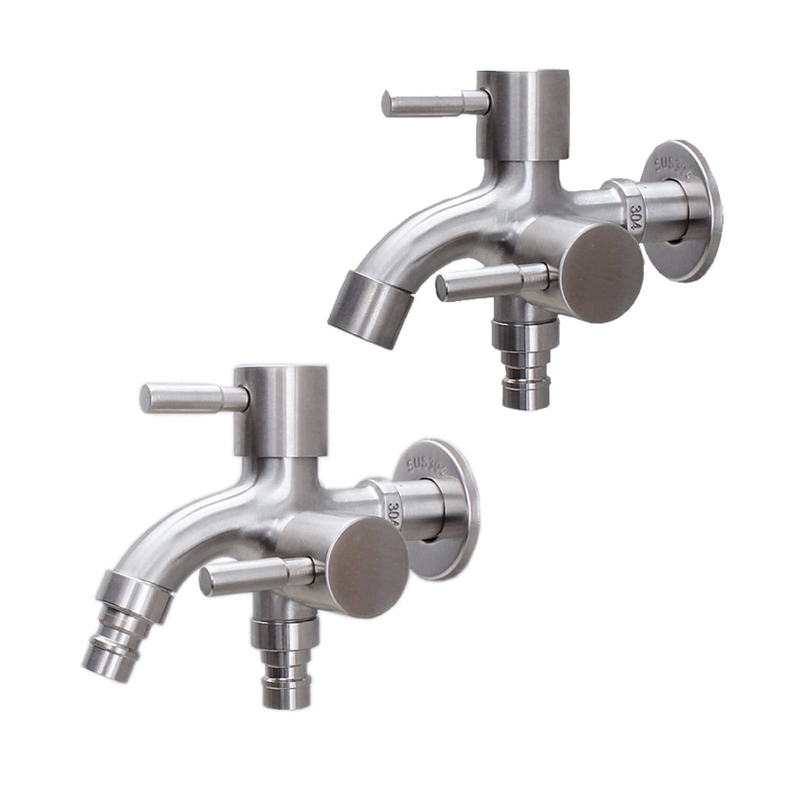 Grifo de acero inoxidable para lavadora, grifo multifuncional de 1 entrada y 2 salidas, grifo doble para jardín, baño, cocina, fregona (A2)