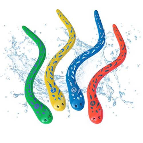 Jiuhao Diving Toys for Kids, 4 Pcs Summer Fun Swimming Pool Dive Toy Snake, Underwater Training Toys Diving Games Children's Gifts