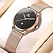 OLEVS Black Dial Women Watch Rose Gold Mesh Bracelet Fashion Ladies Watches for Women Stainless Steel Three Hands Women's Watches Thin Wrist Water Resistant Womens Analog Quartz Watch with Date