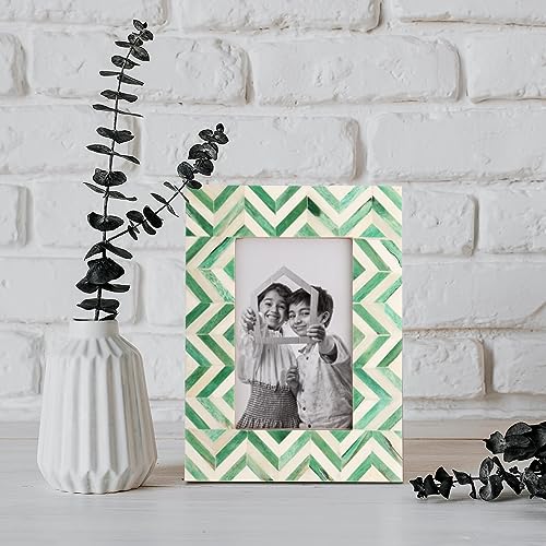 Handicrafts Home 4X6 Picture Frames Photo Frame Chevron Herringbone Vintage Wooden (Green) #TOP4