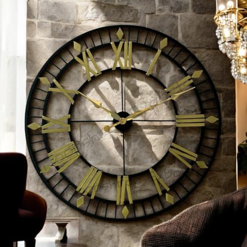 Vintage Clock VC-9076-30 Black Wall Clock BLACK + GOLD - Image 2