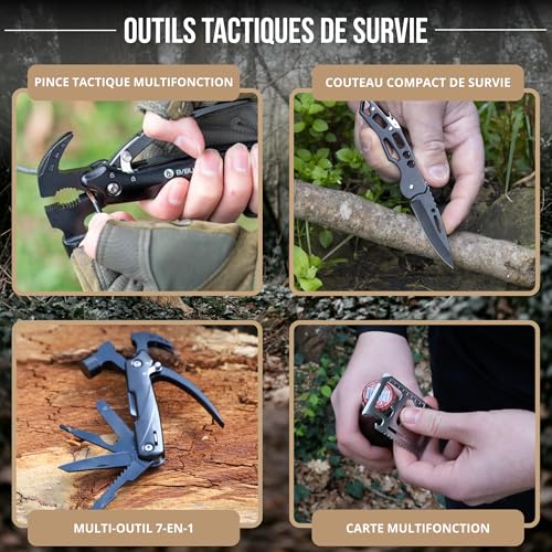 Kit Sopravvivenza Completo Kit Primo Soccorso Militare Guerra Nucleare Attrezzature Campeggio Escursionismo Borsa 72H Catastrofe Multifunzione Accendisigari Copertura Emergenza Catakit Evacuazione - 3