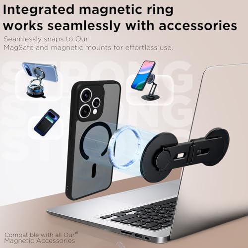 Image of RIGGEAR Shockproof Sleek Hybrid Armor Magnetic Back Cover Case Compatible with MagSafe Accessories for Oppo Reno15, Reno 15 5G (Smoke Black Matte PC + Black TPU-Bumper)