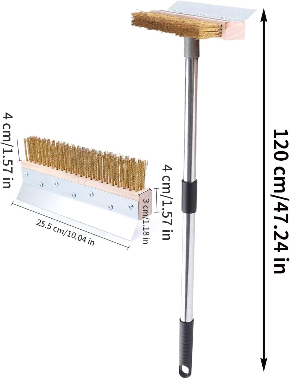 ピザオーブンブラシ スクレーパー付き, ヘビーデューティーグリルブラシ, 頑丈 セラミック オーブン掃除ツール グリルプレート バー