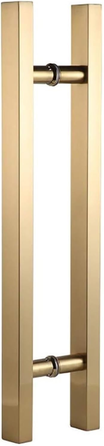 Door Pull Handle,Sturdy Door Hardware Set Heavy Duty Stainless Steel Glass Door Wooden Door Handle/Golden Square Tube Door Push-Pull Handrail (Size : 800x400mm)