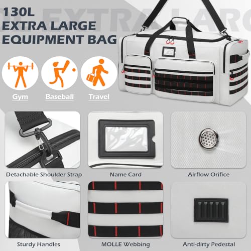 135L Extra Large Duffle Bag, Heavy Duty Sports Gym Travel Duffel Bag by SunForMorning - Used condition - Image 5