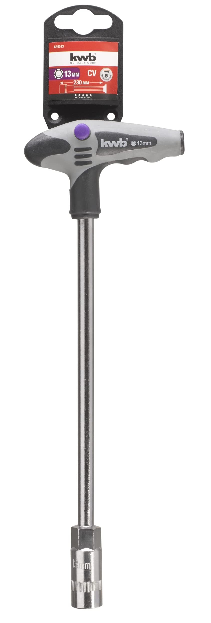 kwb Śrubokręt 13 mm klucz nasadowy 689513 (z uchwytem T dla optymalnego przenoszenia siły)