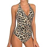 MLPKOI Bañadores Mujer Reductores Barriga Sexy, Bañador Push up con V-Cuello Trajes, Bañador Mujer, Cintura Alto Entero Bañadore Natacion con Relleno, para Playa Piscina Vacaciones