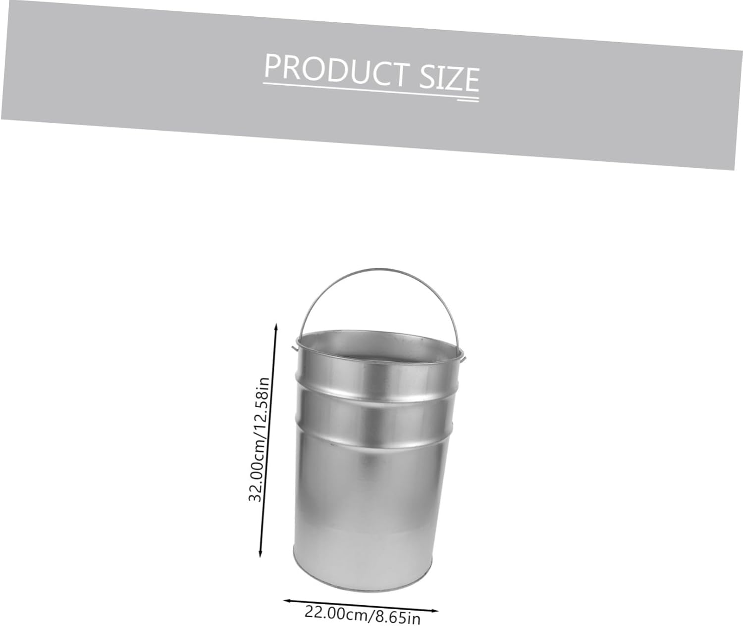 CHILDWEET Outdoor Galvanized Iron Trash Can Lid Large Capacity Metal Garbage Storage Container for Garden Portable Waste Bin for Patio Multi-Purpose Garbage Bucket