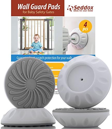 Seddox 4 Pack Wall Guard Protector Pads for Baby and Pet Pressure-Type Safety Gates - Round Saver Cups for Guaranteed Anti-Scratch Protection Your Walls, Stairs, and Doors with 100% Satisfaction