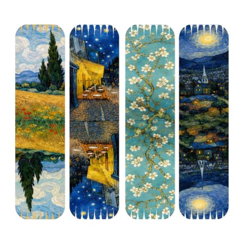 Image of Zesta Magnetic Bookmark | Aesthetic Book Mark for Reading | Cute Anime Bookmarks for Kids, Students | Book Accessories for Novels, Gifts for Readers (Van Gogh Inspired, Medium (9X2.5 Cms))