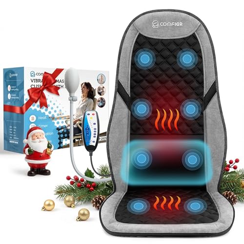 COMFIER Back Massager with Heat,Massage Chair Pad,Massage Seat Cushion with Adjustable Lumbar Support,Back Massage for Pain Relief,Chair Massager for Recliner,Office,Christmas Gifts for Men Women