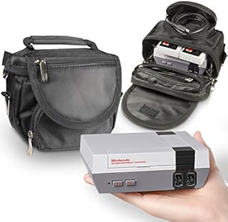 Orzly® Travel & Storage Bag for Nintendo NES Classic Edition (New 2016 Model Mini Version of NES Console) - Fits Console + Cable + 2 Controllers - Includes Shoulder Strap + Carry Handle - Black