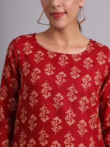 Image of PATLANI Women's Cotton Printed Short Fullstitched Kurti /Kurtas.