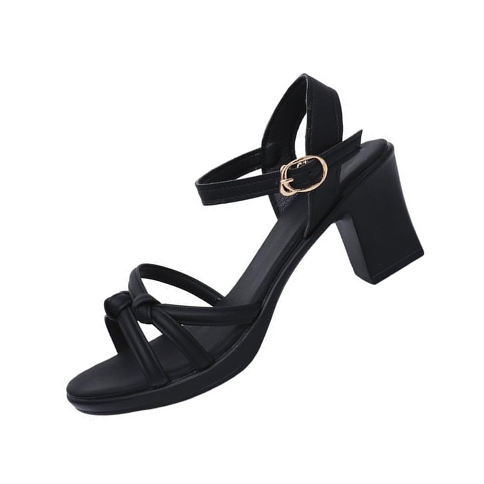 Sandali Donna Estive Tacco Medio Scarpe Eleganti Sandali da donna estivi con fibbia a una linea punta tacco Dorati Scarpe Eleganti Comode