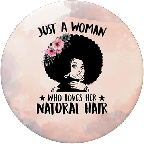 Miniatura 3 de Black Girl Magic Afro Just A Woman Who Love Her Natural Hair PopSockets intercambiables PopGrip