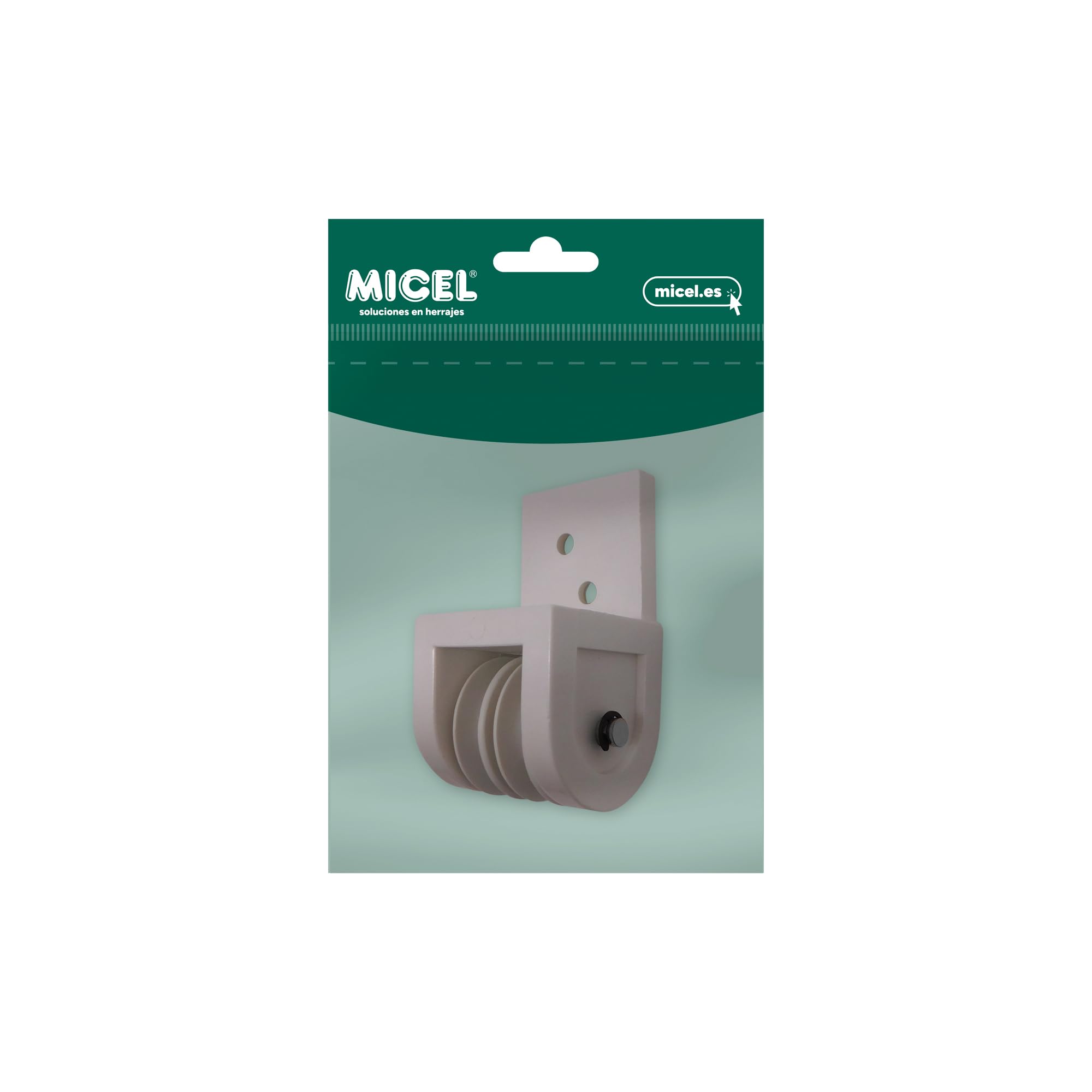 MICEL - 92579 - Poulie avant pour pergola, pour retour avec double corde de 8 mm, couleur blanche, 43 x 42 x 78 mm