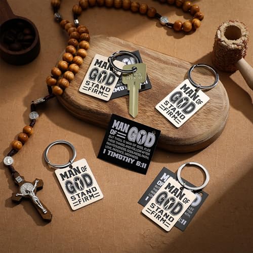 Image of Kenning 24 Sets Father's Day Church Gifts Bulk Man of God Keychains with Card Religious Christian Dad Gift Set Daddy Bible Verse Church Gift Bulk for Father's Day Party Favor Supplies